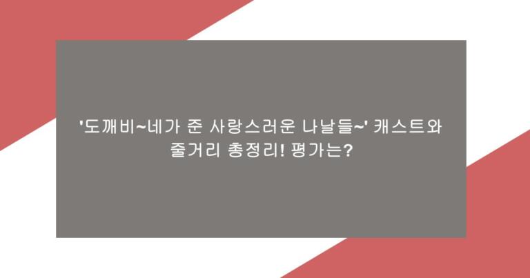 '도깨비~네가 준 사랑스러운 나날들~' 캐스트와 줄거리 총정리! 평가는?
