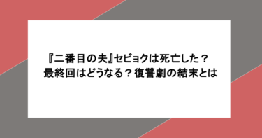 『二番目の夫』セビョクは死亡した?最終回はどうなる?復讐劇の結末とは