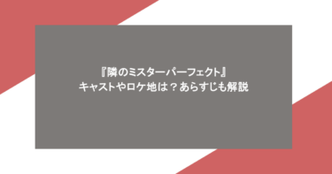 『隣のミスターパーフェクト』キャストやロケ地は?あらすじも解説