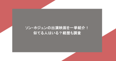 ソン・ホジュンの出演映画を一挙紹介！似てる人はいる？経歴も調査